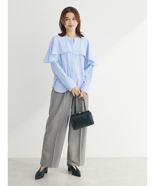 Green　Parks（グリーンパークス）の「パイピングサイドラインワイドパンツ（その他パンツ・レディース・グレー/ベージュ・FREE）」の7枚目の写真