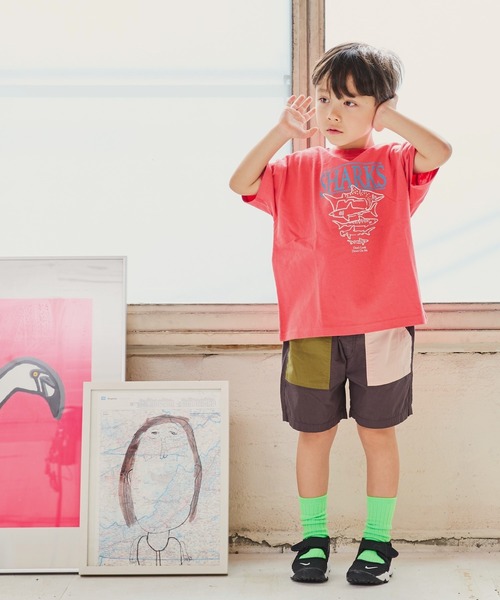 Life Support Products(ライフサポートプロダクツ)の「S/SプリントTシャツ(80~150cm)(Tシャツ/カットソー・キッズ・ライトブルー/チャコール/杢グレー/マスタード/アイボリー/カーキ/オフホワイト/レッド/パープル/ブラック・90/100/110/120/80/130/95/140/150)」の10枚目の写真