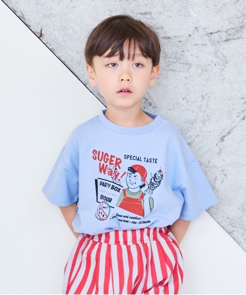 Life Support Products(ライフサポートプロダクツ)の「S/SプリントTシャツ(80~150cm)(Tシャツ/カットソー・キッズ・ライトブルー/チャコール/杢グレー/マスタード/アイボリー/カーキ/オフホワイト/レッド/パープル/ブラック・90/100/110/120/80/130/95/140/150)」の7枚目の写真