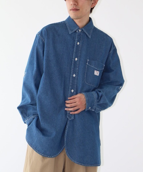 CRAFT STANDARD BOUTIQUE(クラフトスタンダードブティック)の「ハーフプラケットデニムシャツ(シャツ/ブラウス・メンズ・インディゴブルー/ダークインディゴブルー・XL/M)」の1枚目の写真