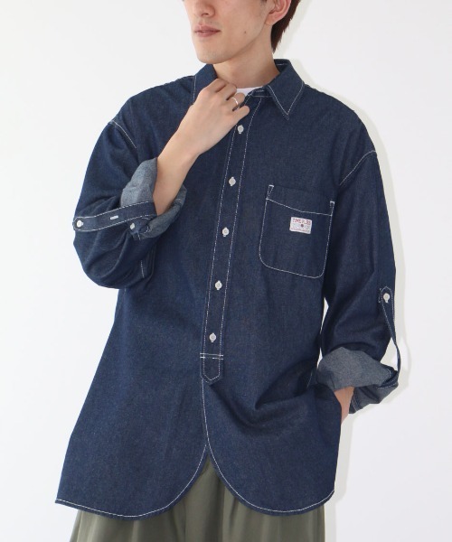 CRAFT STANDARD BOUTIQUE(クラフトスタンダードブティック)の「ハーフプラケットデニムシャツ(シャツ/ブラウス・メンズ・インディゴブルー/ダークインディゴブルー・XL/M)」の2枚目の写真