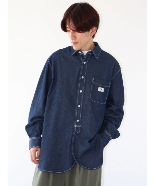 CRAFT STANDARD BOUTIQUE(クラフトスタンダードブティック)の「ハーフプラケットデニムシャツ(シャツ/ブラウス・メンズ・インディゴブルー/ダークインディゴブルー・XL/M)」の3枚目の写真