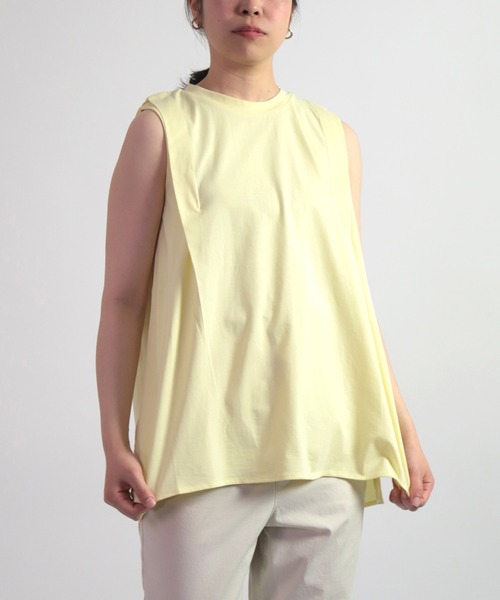 OWLEYE by domingo（アウルアイ バイドミンゴ）の「[ OWLEYE by domingo / アウルアイ ] 30/1 ベーシック天竺　フレアトップス（Tシャツ/カットソー・レディース・ライトグレー/ブルー/アイボリー/レモンイエロー・FREE）」の4枚目の写真