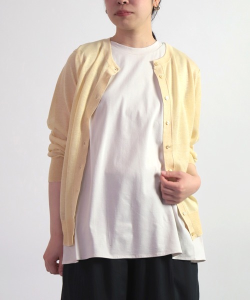 OWLEYE by domingo（アウルアイ バイドミンゴ）の「[ OWLEYE by domingo / アウルアイ ] 30/1 ベーシック天竺　フレアトップス（Tシャツ/カットソー・レディース・ライトグレー/ブルー/アイボリー/レモンイエロー・FREE）」の2枚目の写真