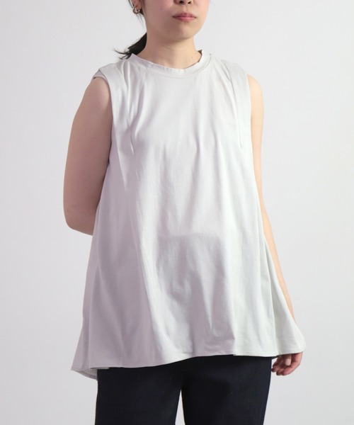 OWLEYE by domingo（アウルアイ バイドミンゴ）の「[ OWLEYE by domingo / アウルアイ ] 30/1 ベーシック天竺　フレアトップス（Tシャツ/カットソー・レディース・ライトグレー/ブルー/アイボリー/レモンイエロー・FREE）」の3枚目の写真