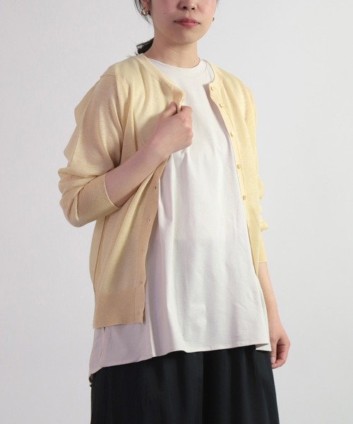 OWLEYE by domingo（アウルアイ バイドミンゴ）の「[ OWLEYE by domingo / アウルアイ ] 30/1 ベーシック天竺　フレアトップス（Tシャツ/カットソー・レディース・ライトグレー/ブルー/アイボリー/レモンイエロー・FREE）」の12枚目の写真