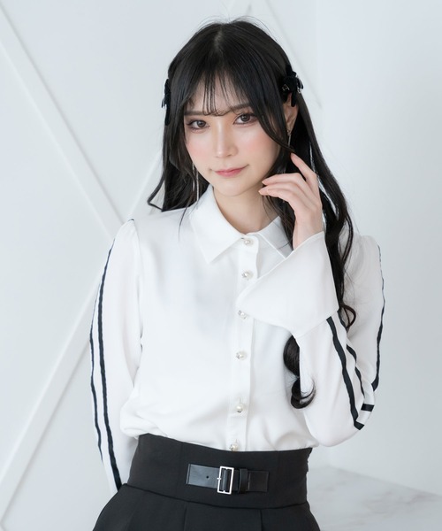DearMyLoveMillor(ディアマイラブミラー)の「ベルスリーブラインブラウス(シャツ/ブラウス・レディース・ベビーピンク/ブラック・3L/LL/LARGE/MEDIUM)」の16枚目の写真