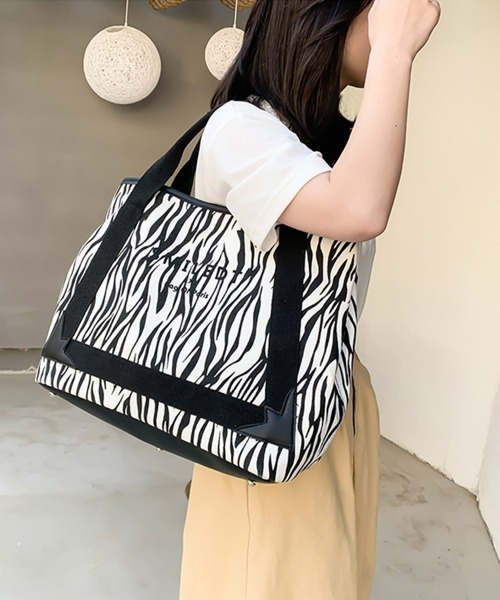 Miniministore(ミニミニストア)の「トートバッグ ショルダーバッグ 旅行(トートバッグ・レディース・ゼブラ/ブラック/ホワイト・FREE)」の9枚目の写真