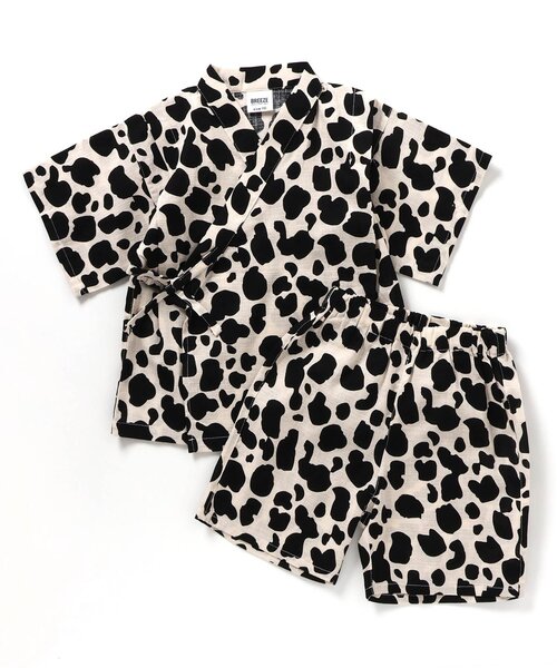 BREEZE（ブリーズ）の「【すっぽり着られる】総柄いろいろ甚平（浴衣・キッズ・キナリ/ミント/レインボー/エメラルド/アイボリー/ブラック/ネイビー/イエロー・90/100/110/120/80/130/140）」の3枚目の写真