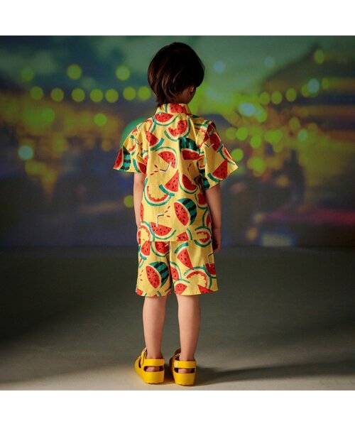 BREEZE（ブリーズ）の「【すっぽり着られる】総柄いろいろ甚平（浴衣・キッズ・キナリ/ミント/レインボー/エメラルド/アイボリー/ブラック/ネイビー/イエロー・90/100/110/120/80/130/140）」の9枚目の写真