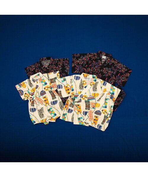 BREEZE（ブリーズ）の「【すっぽり着られる】総柄いろいろ甚平（浴衣・キッズ・キナリ/ミント/レインボー/エメラルド/アイボリー/ブラック/ネイビー/イエロー・90/100/110/120/80/130/140）」の11枚目の写真