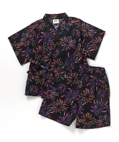 BREEZE（ブリーズ）の「【すっぽり着られる】総柄いろいろ甚平（浴衣・キッズ・キナリ/ミント/レインボー/エメラルド/アイボリー/ブラック/ネイビー/イエロー・90/100/110/120/80/130/140）」の12枚目の写真