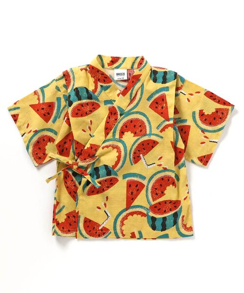 BREEZE（ブリーズ）の「【すっぽり着られる】総柄いろいろ甚平（浴衣・キッズ・キナリ/ミント/レインボー/エメラルド/アイボリー/ブラック/ネイビー/イエロー・90/100/110/120/80/130/140）」の17枚目の写真