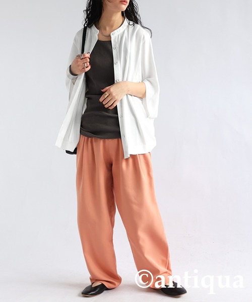 antiqua(アンティカ)の「ハーフスリーブシャツ(シャツ/ブラウス・レディース・ブラック/ホワイト/ネイビー・P/R)」の8枚目の写真