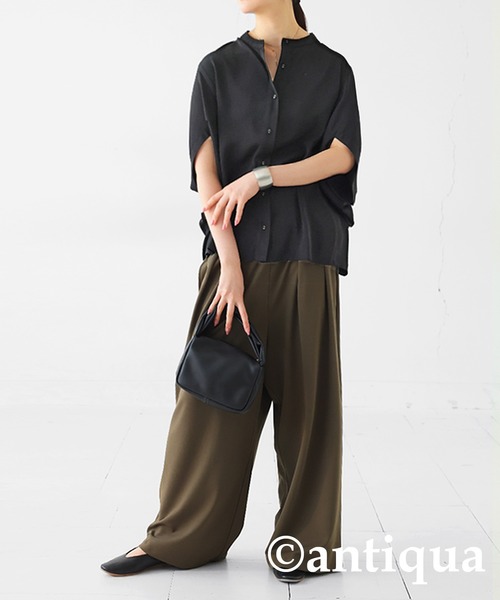 antiqua(アンティカ)の「ハーフスリーブシャツ(シャツ/ブラウス・レディース・ブラック/ホワイト/ネイビー・P/R)」の20枚目の写真