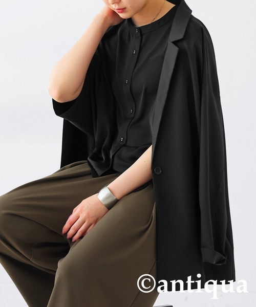 antiqua(アンティカ)の「ハーフスリーブシャツ(シャツ/ブラウス・レディース・ブラック/ホワイト/ネイビー・P/R)」の21枚目の写真