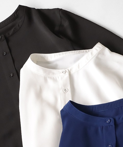 antiqua(アンティカ)の「ハーフスリーブシャツ(シャツ/ブラウス・レディース・ブラック/ホワイト/ネイビー・P/R)」の17枚目の写真