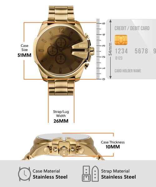DIESEL(ディーゼル)の「ディーゼル 腕時計 メンズ アナログ ステンレス DZ4662(アナログ腕時計・メンズ・GOLD・FREE)」の6枚目の写真