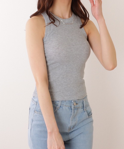 Lace Ladies(レースレディース)の「クルーネック コンパクト ベーシック ノースリーブ トップス(タンクトップ・レディース・ライトグレー/ブラック/ホワイト/ダークグレー・M/XL)」の6枚目の写真