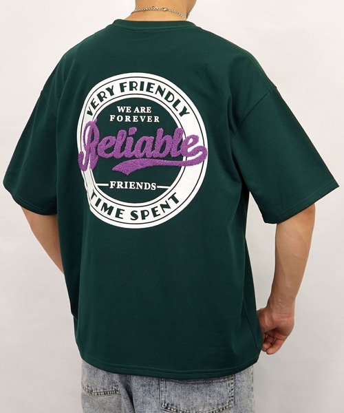 Burner（バーナー）の「【GROOVY STORE】サガラ刺繍オーバーサイズTシャツ UVカット＆COOL&DRY（Tシャツ/カットソー・メンズ・グリーン/ホワイト系その他2/ブラック/サックスブルー/ピンク/ホワイト/スミクロ/モカ/レモンイエロー/オフホワイト/ブラック系その他2/ライトブラック/ホワイト系その他3/ピンク系その他2/ネイビー/ミント/サックスブルー系2/ダークグリーン系2/ブラック系その他3/ホワイト系その他4・M/L/LL）」の12枚目の写真