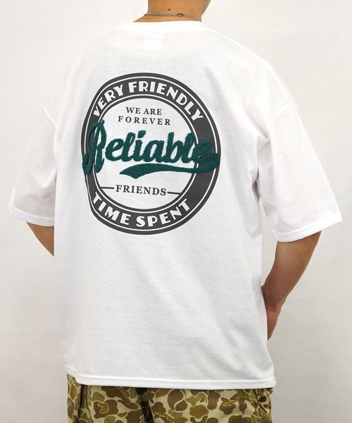 Burner（バーナー）の「【GROOVY STORE】サガラ刺繍オーバーサイズTシャツ UVカット＆COOL&DRY（Tシャツ/カットソー・メンズ・グリーン/ホワイト系その他2/ブラック/サックスブルー/ピンク/ホワイト/スミクロ/モカ/レモンイエロー/オフホワイト/ブラック系その他2/ライトブラック/ホワイト系その他3/ピンク系その他2/ネイビー/ミント/サックスブルー系2/ダークグリーン系2/ブラック系その他3/ホワイト系その他4・M/L/LL）」の4枚目の写真