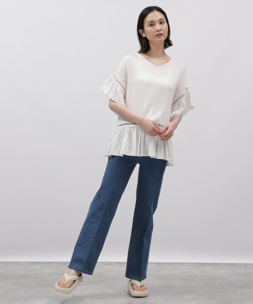 LAKOLE(ラコレ)の「ハシゴレースチュニック / 115147(チュニック・レディース・オフホワイト/ブラック/サックスブルー・SMALL/MEDIUM)」の7枚目の写真