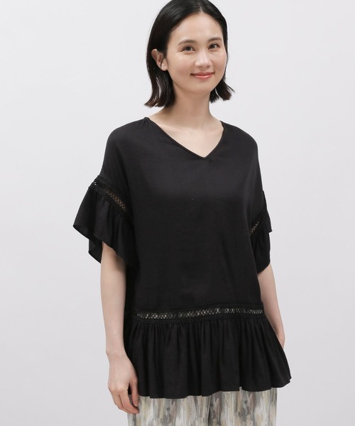 LAKOLE(ラコレ)の「ハシゴレースチュニック / 115147(チュニック・レディース・オフホワイト/ブラック/サックスブルー・SMALL/MEDIUM)」の18枚目の写真