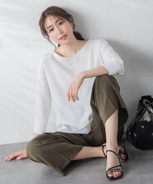 LAUTREAMONT(ロートレアモン)の「【WEB限定】【3サイズ】配色ステッチアムンゼンブラウス≪UV/透け防止/接触冷感/洗濯機で洗える≫(シャツ/ブラウス・レディース・パープル/ライトグレー/ホワイト/ブラック/ネイビー・11号/7号/9号)」の21枚目の写真