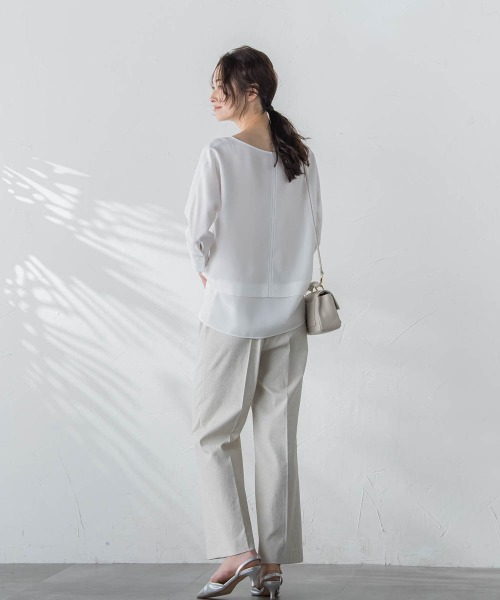 LAUTREAMONT(ロートレアモン)の「【WEB限定】【3サイズ】配色ステッチアムンゼンブラウス≪UV/透け防止/接触冷感/洗濯機で洗える≫(シャツ/ブラウス・レディース・パープル/ライトグレー/ホワイト/ブラック/ネイビー・11号/7号/9号)」の12枚目の写真