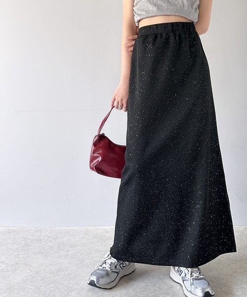mily bilet(ミウィビレット)の「【mily bilet】華やかで上品。バックスリットIラインラメロングスカート(スカート・レディース・シルバー/ブラック・MEDIUM/LARGE/X-LARGE/SMALL)」の14枚目の写真