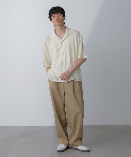 NORMANBROS（ノーマンブロス）の「NORMANBROS別注ワイドポケット楊柳シャツ 半袖（シャツ/ブラウス・メンズ・ブラック/アイボリー・M/L）」の4枚目の写真