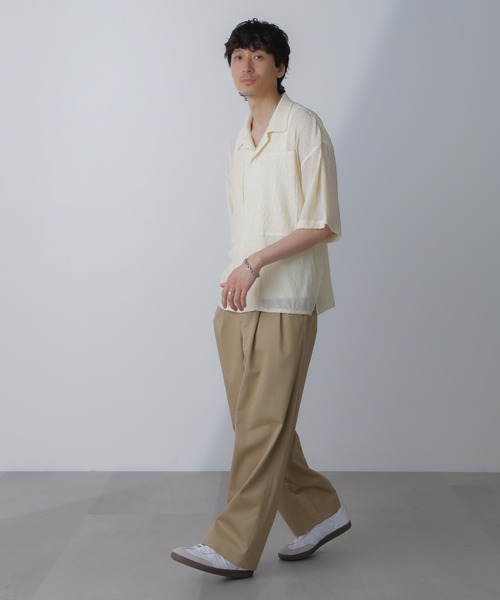 NORMANBROS（ノーマンブロス）の「NORMANBROS別注ワイドポケット楊柳シャツ 半袖（シャツ/ブラウス・メンズ・ブラック/アイボリー・M/L）」の5枚目の写真