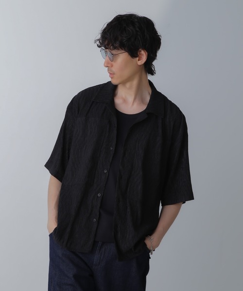 NORMANBROS（ノーマンブロス）の「NORMANBROS別注ワイドポケット楊柳シャツ 半袖（シャツ/ブラウス・メンズ・ブラック/アイボリー・M/L）」の7枚目の写真