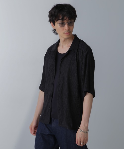 NORMANBROS（ノーマンブロス）の「NORMANBROS別注ワイドポケット楊柳シャツ 半袖（シャツ/ブラウス・メンズ・ブラック/アイボリー・M/L）」の8枚目の写真