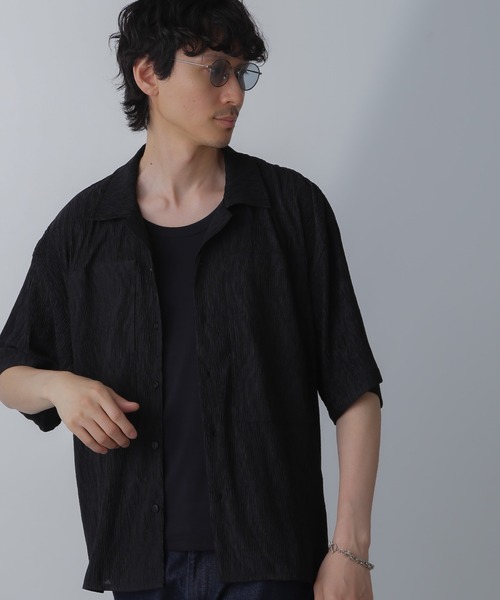 NORMANBROS（ノーマンブロス）の「NORMANBROS別注ワイドポケット楊柳シャツ 半袖（シャツ/ブラウス・メンズ・ブラック/アイボリー・M/L）」の9枚目の写真