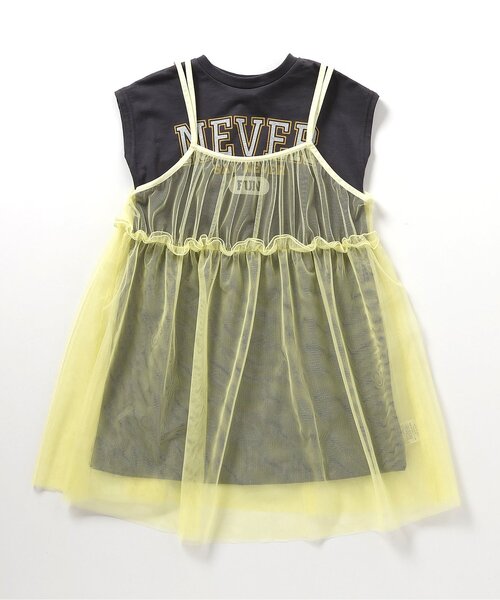 BREEZE（ブリーズ）の「カレッジロゴチュールワンピース（ワンピース・キッズ・チャコール/ブルー/グレー・80/90/100/110/120/130/140）」の2枚目の写真