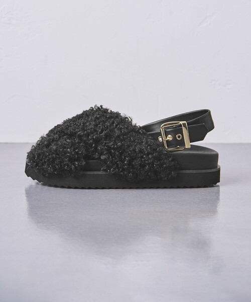 ユナイテッドアローズ　ファーサンダル　23.5 24 美品　37 UNITED ARROWS サンダル フェイクファー 2ライン スタッズ