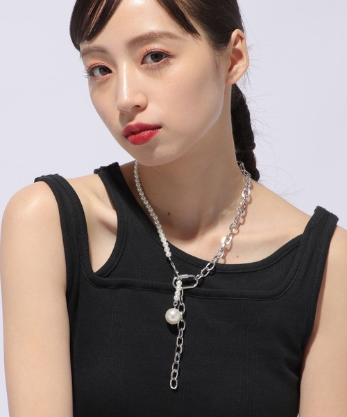 HARE（ハレ）の「MIXデザインネックレス(HARE)（ネックレス・レディース・シルバー/ホワイト・FREE）」の4枚目の写真