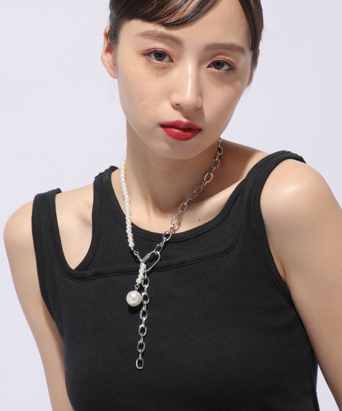 HARE（ハレ）の「MIXデザインネックレス(HARE)（ネックレス・レディース・シルバー/ホワイト・FREE）」の5枚目の写真