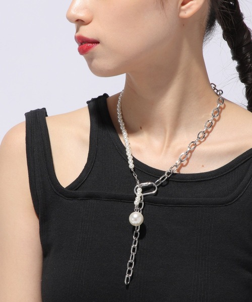 HARE（ハレ）の「MIXデザインネックレス(HARE)（ネックレス・レディース・シルバー/ホワイト・FREE）」の7枚目の写真