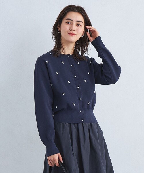 green label relaxing（グリーンレーベルリラクシング）の「ドットビジュー ニット カーディガン -ウォッシャブル-（カーディガン/ボレロ・レディース・ホワイト/ネイビー/ケリー/ダークグレー・FREE）」の21枚目の写真