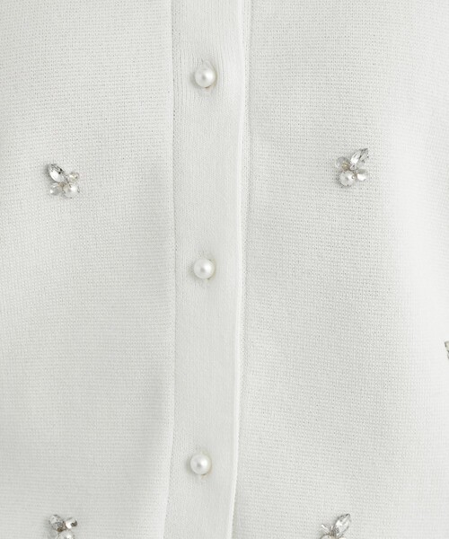 green label relaxing（グリーンレーベルリラクシング）の「ドットビジュー ニット カーディガン -ウォッシャブル-（カーディガン/ボレロ・レディース・ホワイト/ネイビー/ケリー/ダークグレー・FREE）」の8枚目の写真
