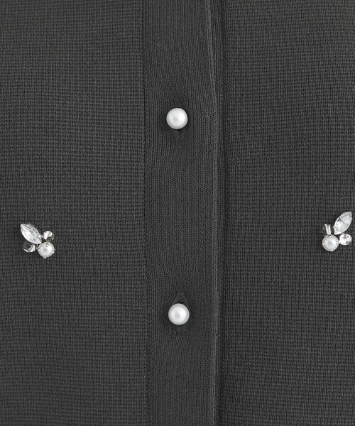 green label relaxing（グリーンレーベルリラクシング）の「ドットビジュー ニット カーディガン -ウォッシャブル-（カーディガン/ボレロ・レディース・ホワイト/ネイビー/ケリー/ダークグレー・FREE）」の7枚目の写真