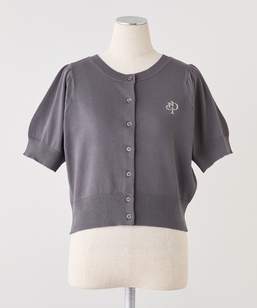 one after another NICE CLAUP（ワンアフターアナザーナイスクラップ）の「ワンポイントロゴ/サマーニットカーディガン（カーディガン/ボレロ・レディース・イエロー/チャコールグレー/オフホワイト/サックスブルー/ホワイト×ブラック/ピンク・FREE）」の15枚目の写真