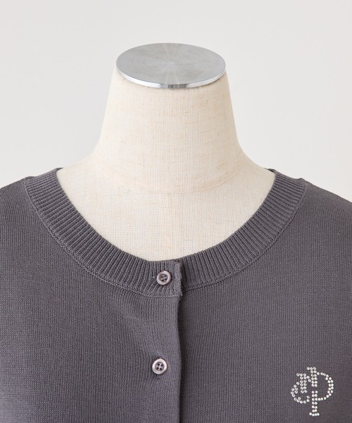 one after another NICE CLAUP（ワンアフターアナザーナイスクラップ）の「ワンポイントロゴ/サマーニットカーディガン（カーディガン/ボレロ・レディース・イエロー/チャコールグレー/オフホワイト/サックスブルー/ホワイト×ブラック/ピンク・FREE）」の12枚目の写真