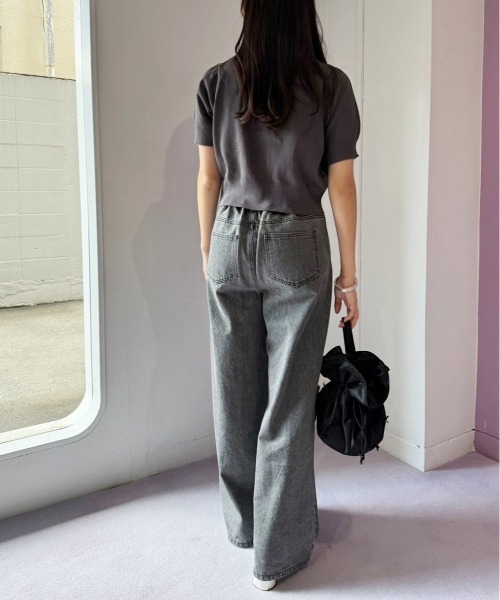 one after another NICE CLAUP（ワンアフターアナザーナイスクラップ）の「ワンポイントロゴ/サマーニットカーディガン（カーディガン/ボレロ・レディース・イエロー/チャコールグレー/オフホワイト/サックスブルー/ホワイト×ブラック/ピンク・FREE）」の18枚目の写真