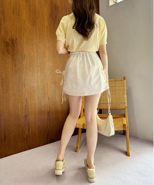 one after another NICE CLAUP（ワンアフターアナザーナイスクラップ）の「ワンポイントロゴ/サマーニットカーディガン（カーディガン/ボレロ・レディース・イエロー/チャコールグレー/オフホワイト/サックスブルー/ホワイト×ブラック/ピンク・FREE）」の22枚目の写真