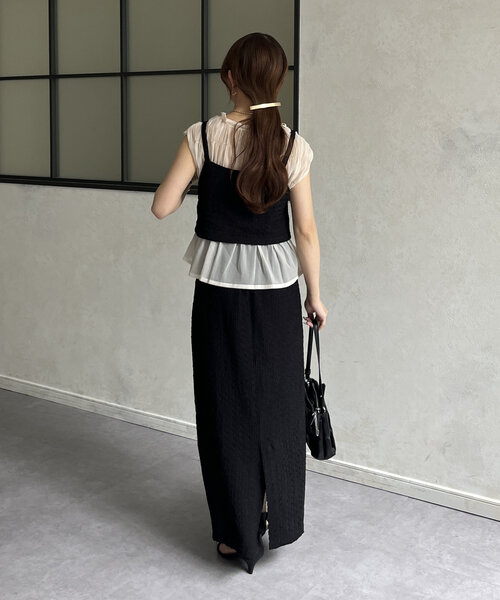 Thevon（ゼボン）の「ジャガードビスチェセットアップ（つなぎ/オールインワン・レディース・アイボリー/ブラック/カーキ・FREE）」の11枚目の写真