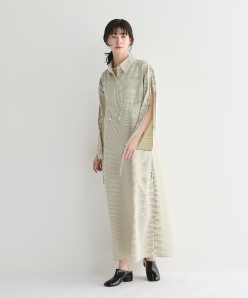 MERLOT(メルロー)の「2wayドロストシャツワンピース(シャツワンピース・レディース・ベージュ/ライトブルー・FREE)」の3枚目の写真