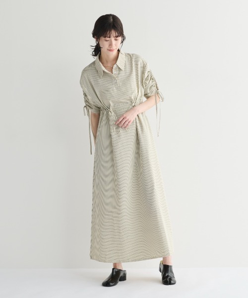 MERLOT(メルロー)の「2wayドロストシャツワンピース(シャツワンピース・レディース・ベージュ/ライトブルー・FREE)」の4枚目の写真